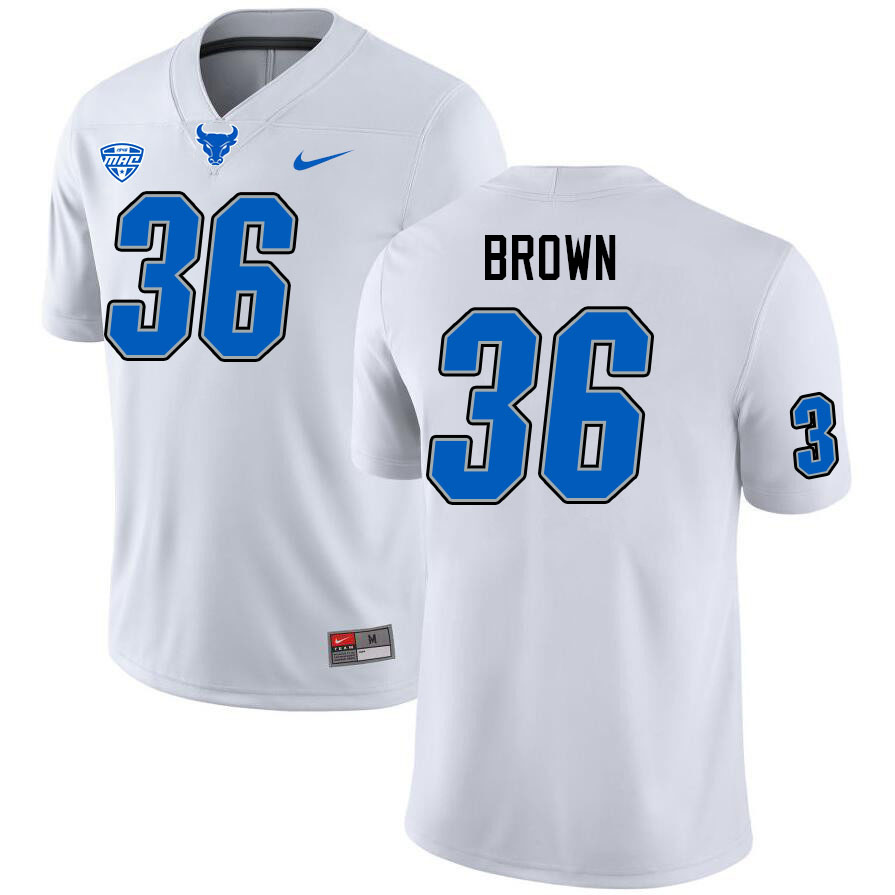 Buffalo Bulls #36 Chandler Brown College Football Jerseys Stitched Sale-White